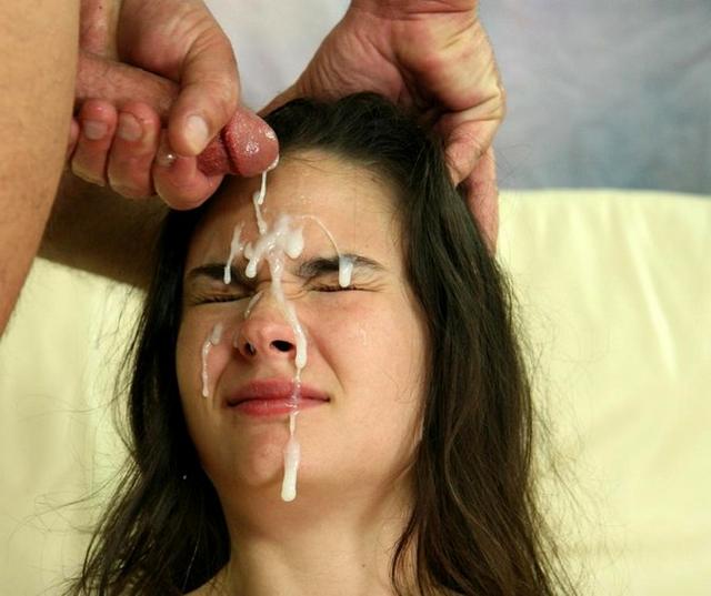 Men splattered girl's faces in white sperm 7 photo