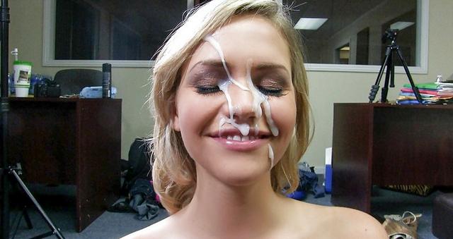 Beauty fun with sperm on the face 4 photo