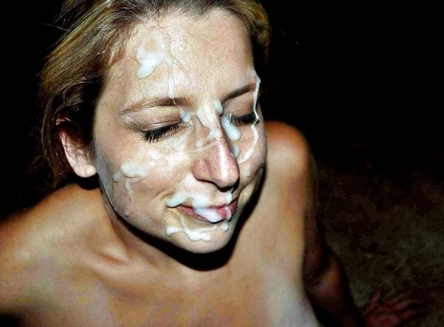 Beauty fun with sperm on the face 15 photo