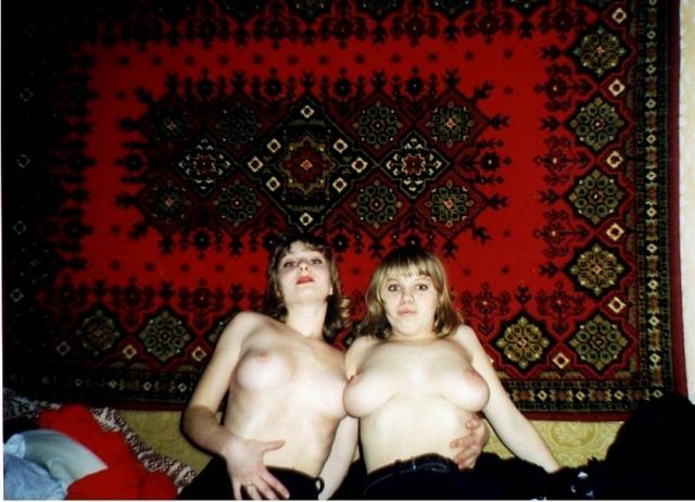 Titted lesbians with hairy pussy having fun at home 17 photo